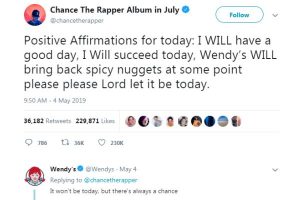 Wendy’s responds to Chance the Rapper with social media gold