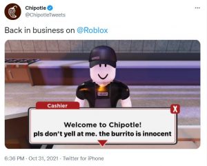 Roblox defends partner Chipotle after server crash, employees facing burnout want more time, and Patagonia takes aim at Facebook