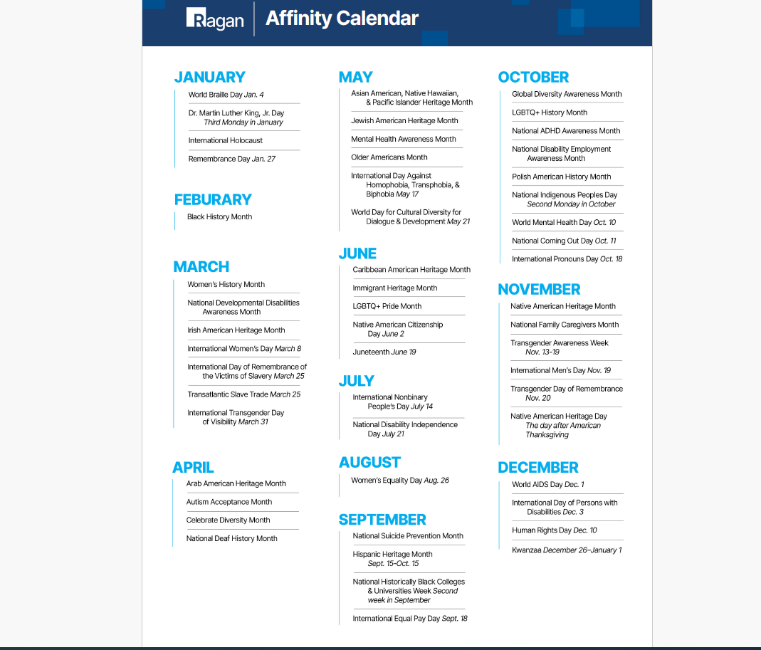 An affinity calendar